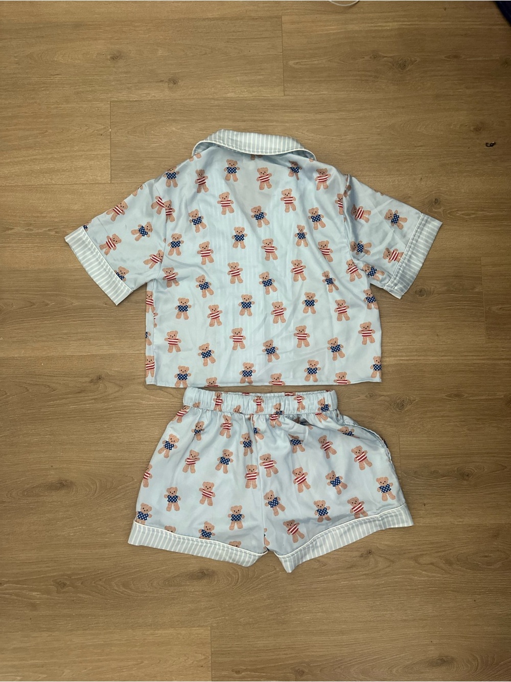 Peach Love California Light Blue Teddy Bear Short Pajama Set - Picture 2 of 4